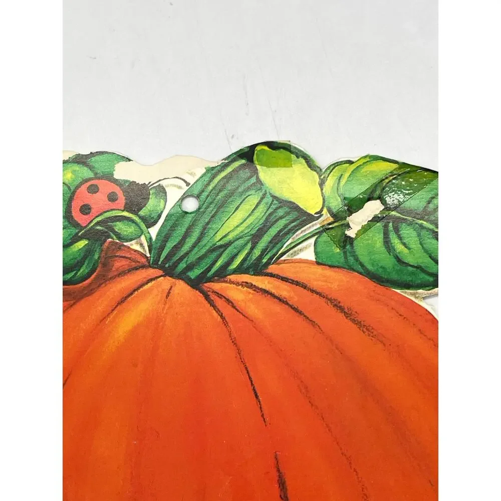 Vintage USA Halloween Die Cut Pumpkin Cat & Mouse Decoration Double Sided 13